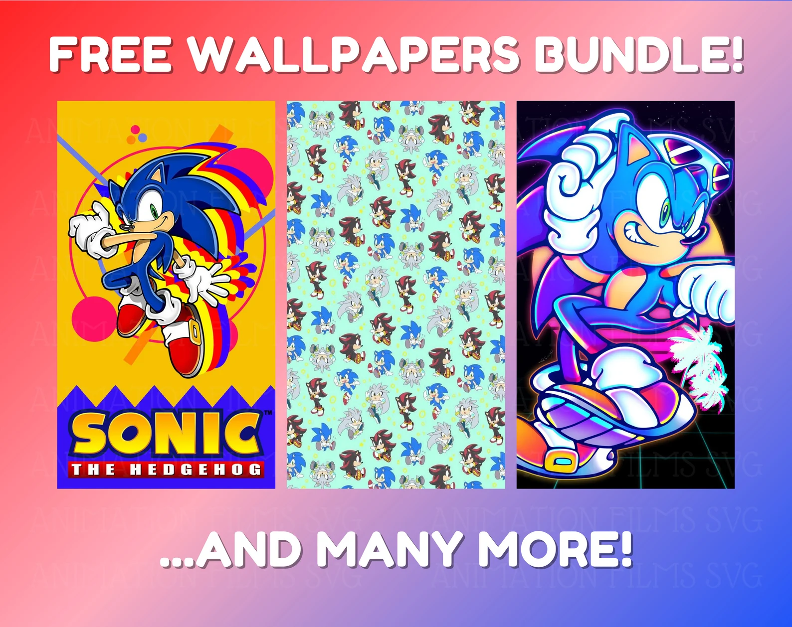 Free wallpapers with sonic illustration.