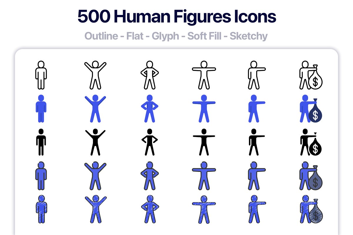 500 human figures icons.