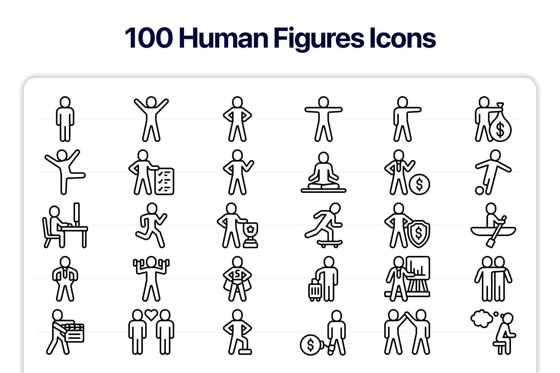 100 human figures icons.