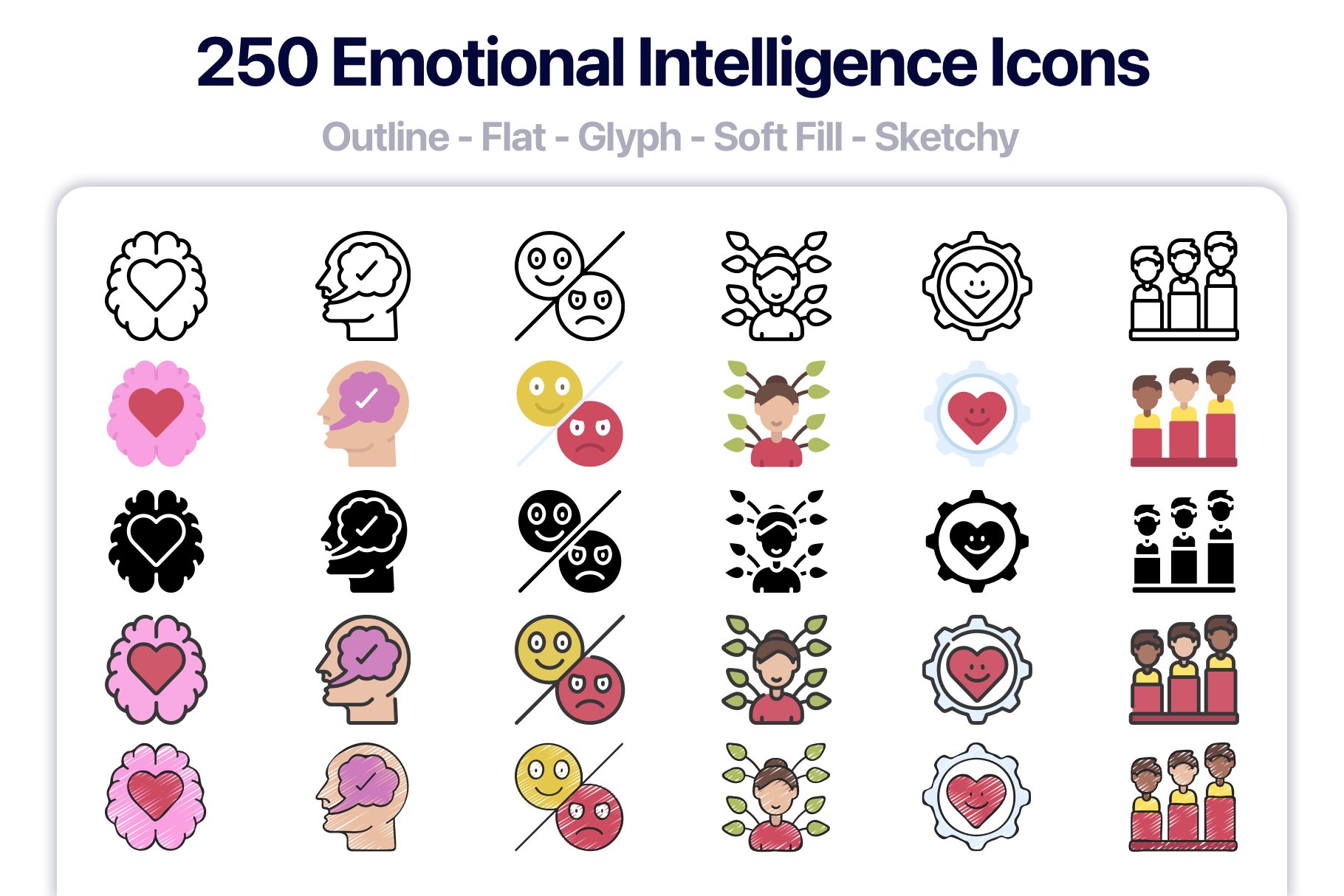 250 emotional intelligence icons.