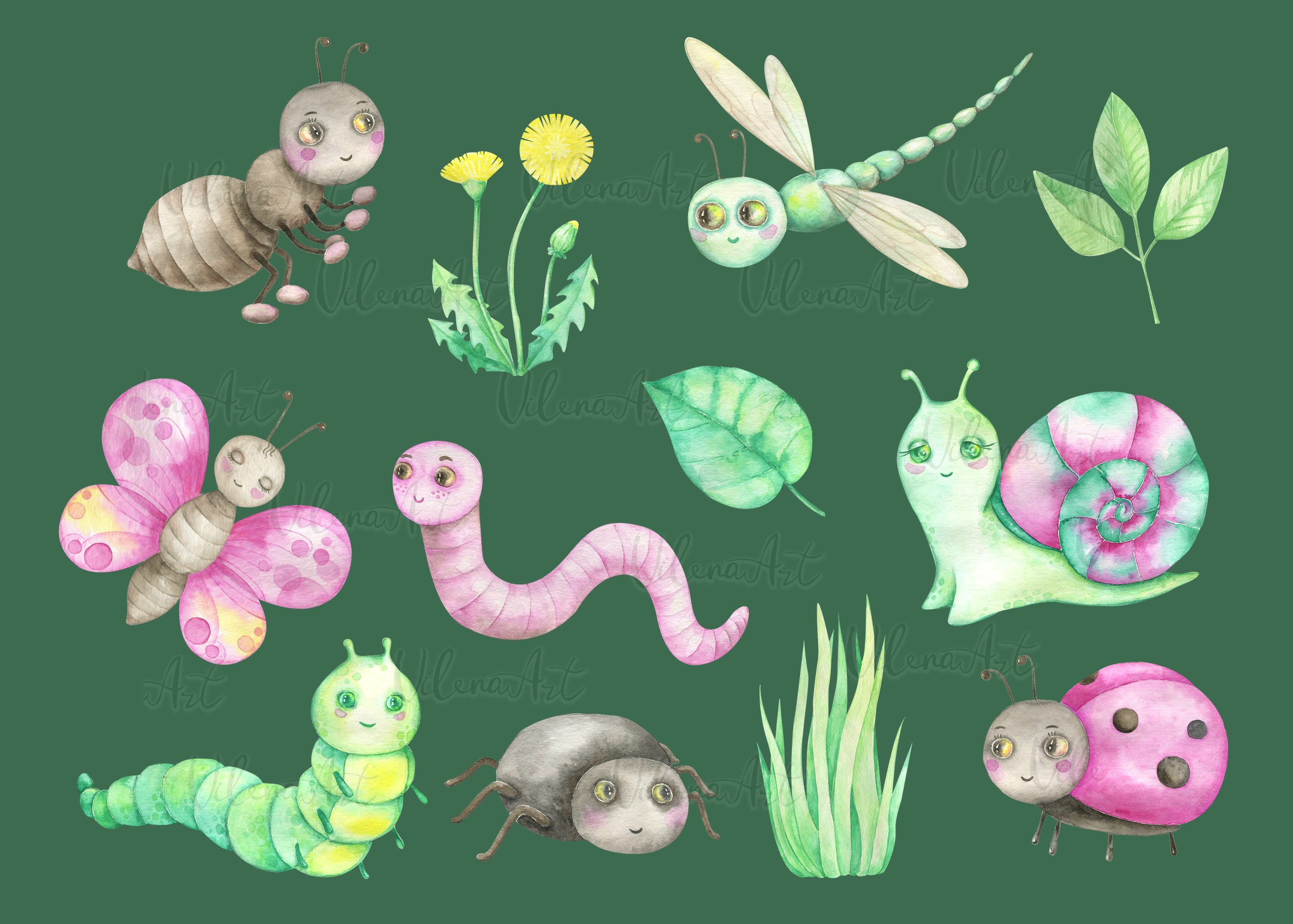 Diverse of insects for cool illustration.