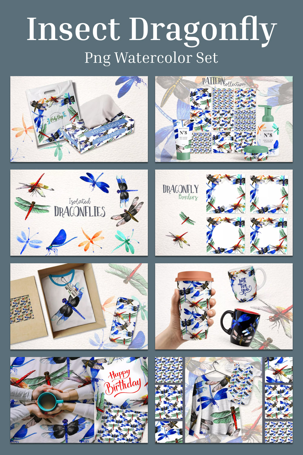 insect dragonfly png watercolor set 01 1