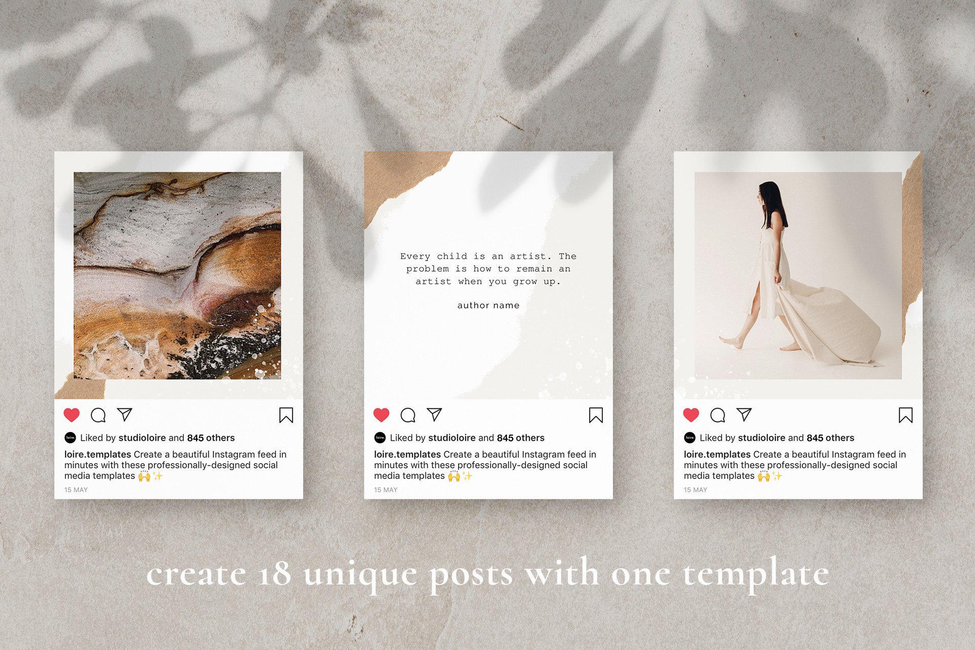 Light instagram template with delicate accents.