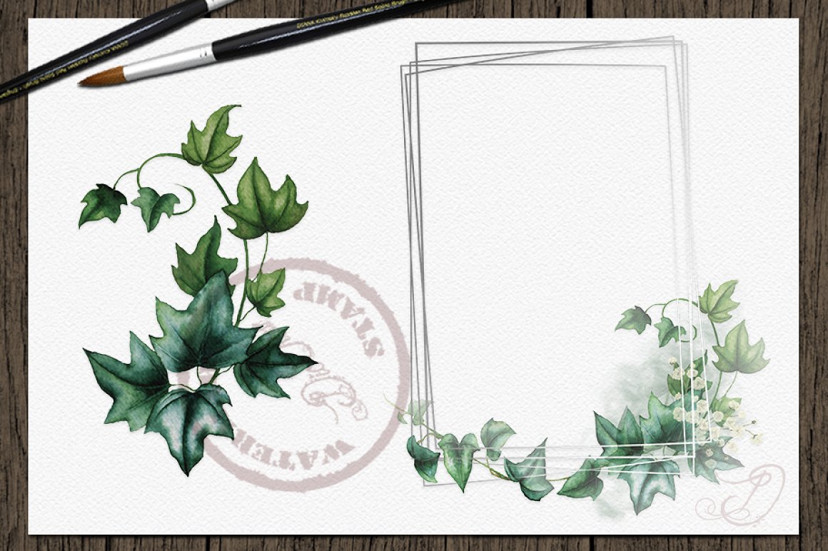 Square frame in minimalistic style with ivy.