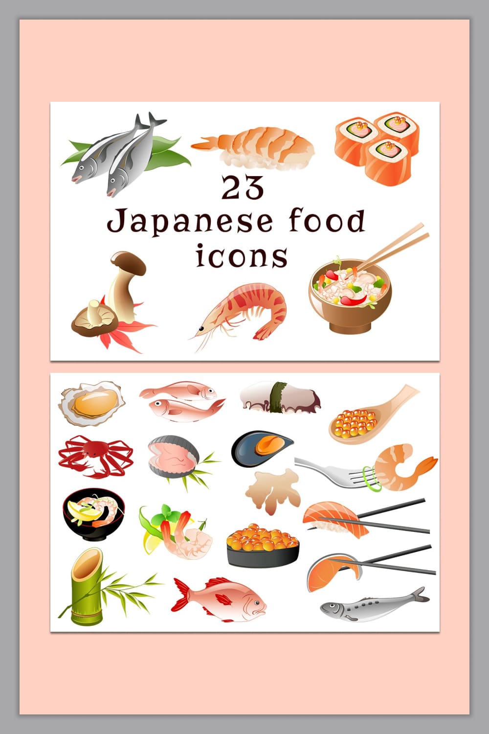 Japanese food icons - pinterest image preview.