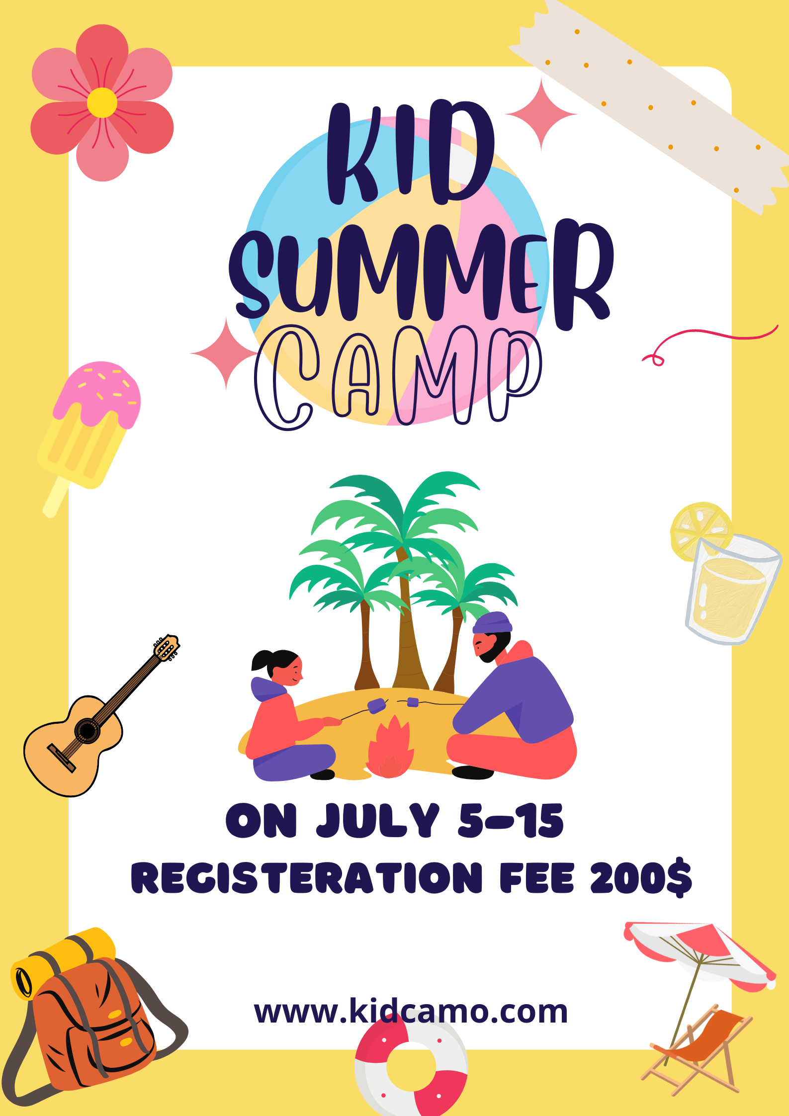 10 Editable Instagram Summer Camp Templates Poster Print Example.