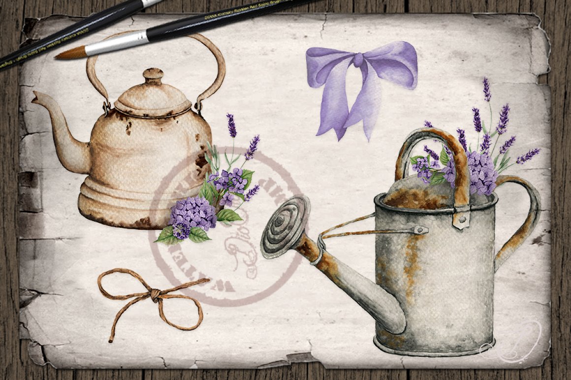 Aesthetic nice illustration with lavenders,