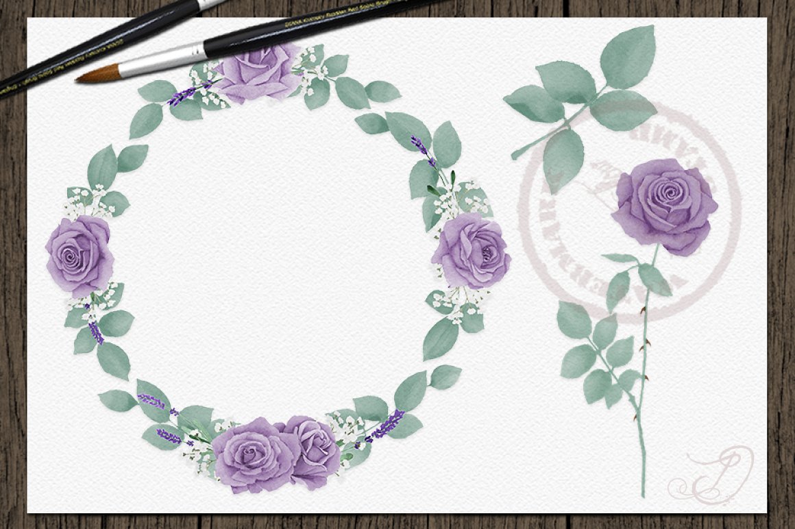 Delicate lavender roses wreath.