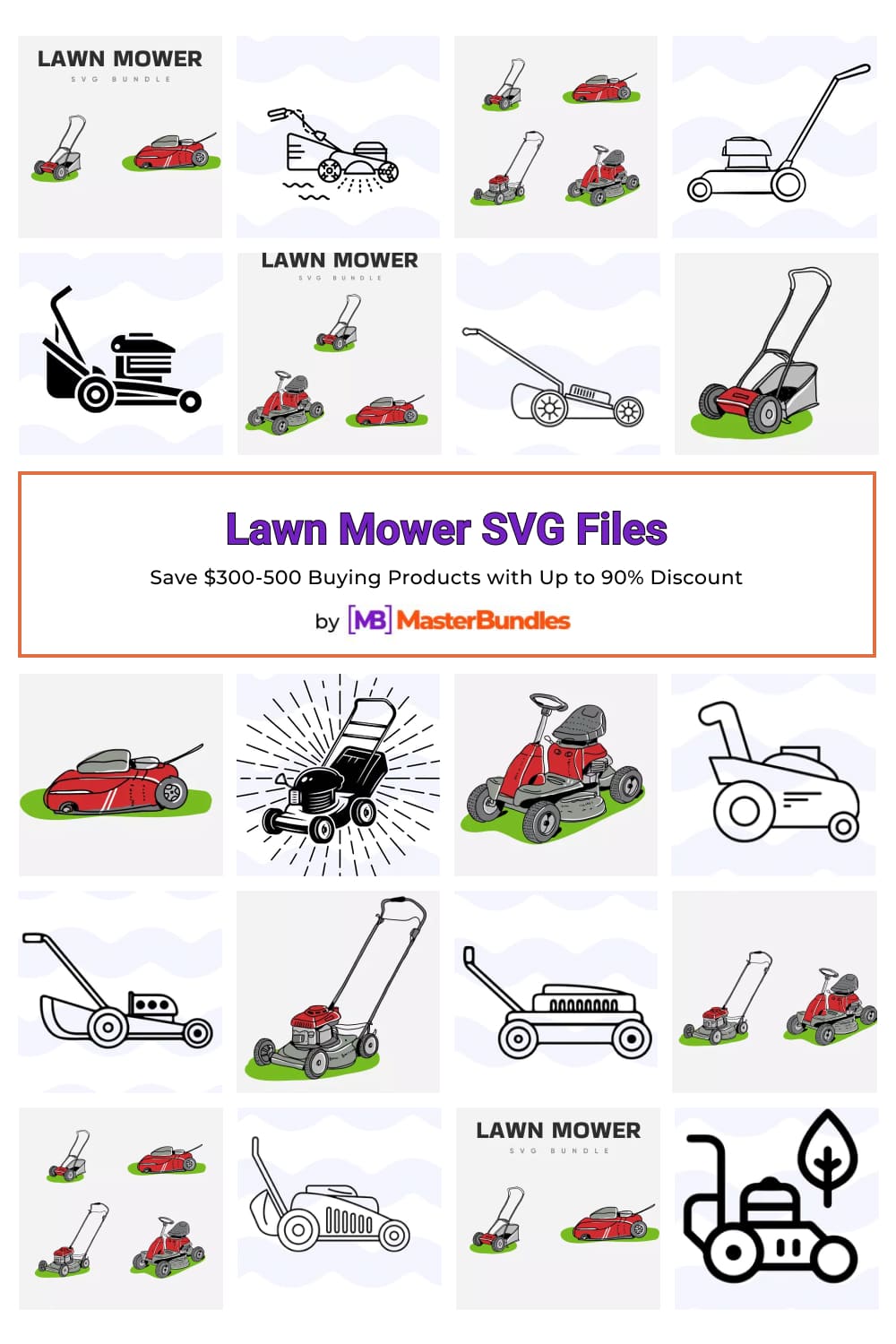 Lawn Mower SVG Files Pinterest image.