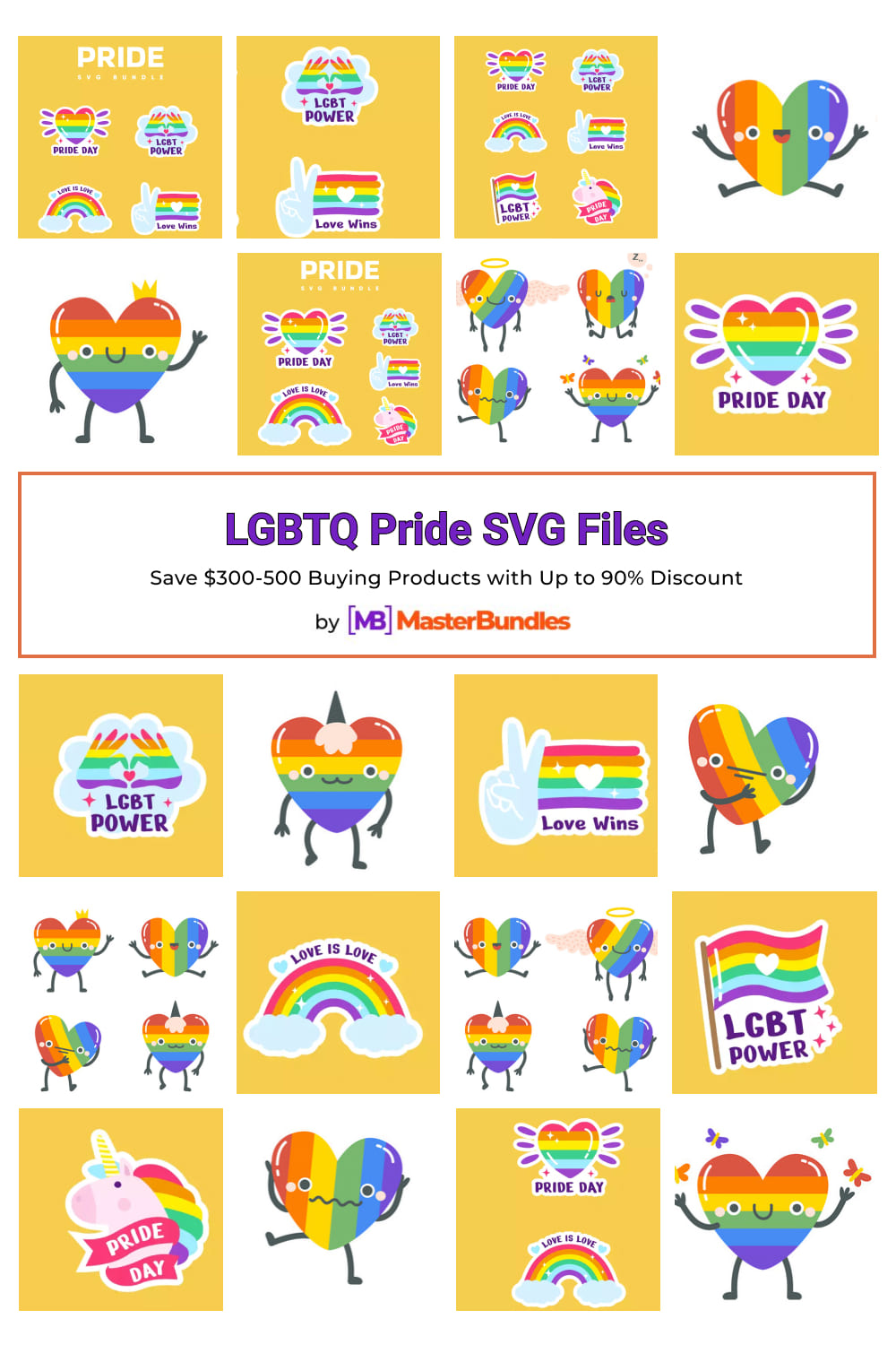 LGBTQ Pride SVG Files Pinterest image.