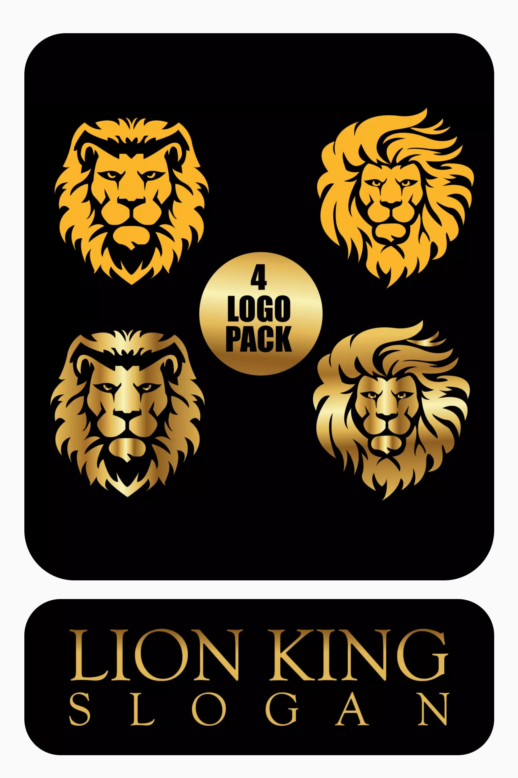 Collage of logos in the form of a lion's head with a lush mane.