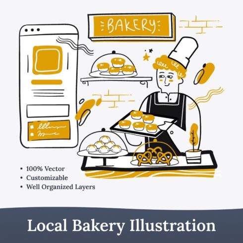 Local bakery illustration - main image preview.