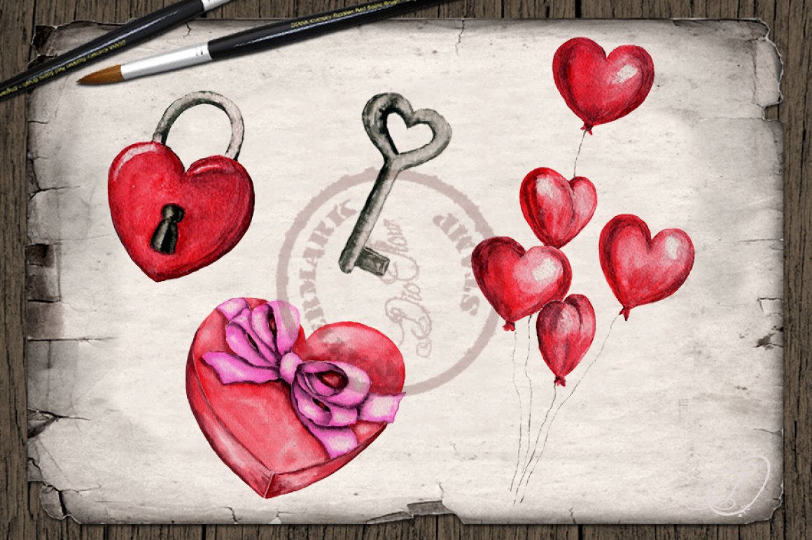 Hearts collection with lock.