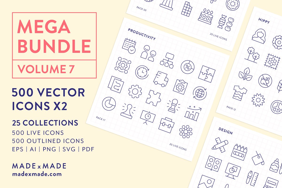 Cover image of Mega Bundle Vol 7 Line Icons.
