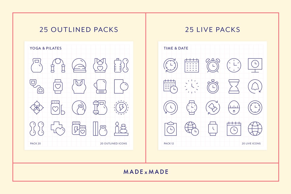 You'll get 25 outlined & live packs.