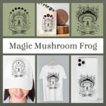 Meditating Celestial Frog, Magic Mushroom frog SVG PNG.