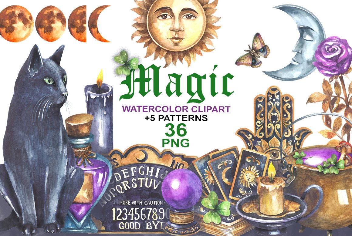 Magic Collection Watercolor Clipart Facebook Image.