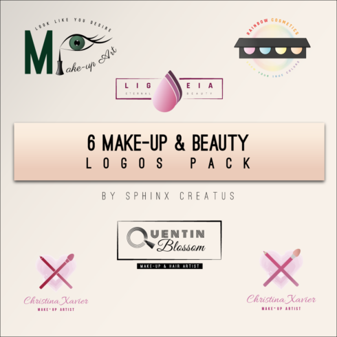 6 Make-up & Beauty Logos Pack [Sphinx Creatus] cover image.