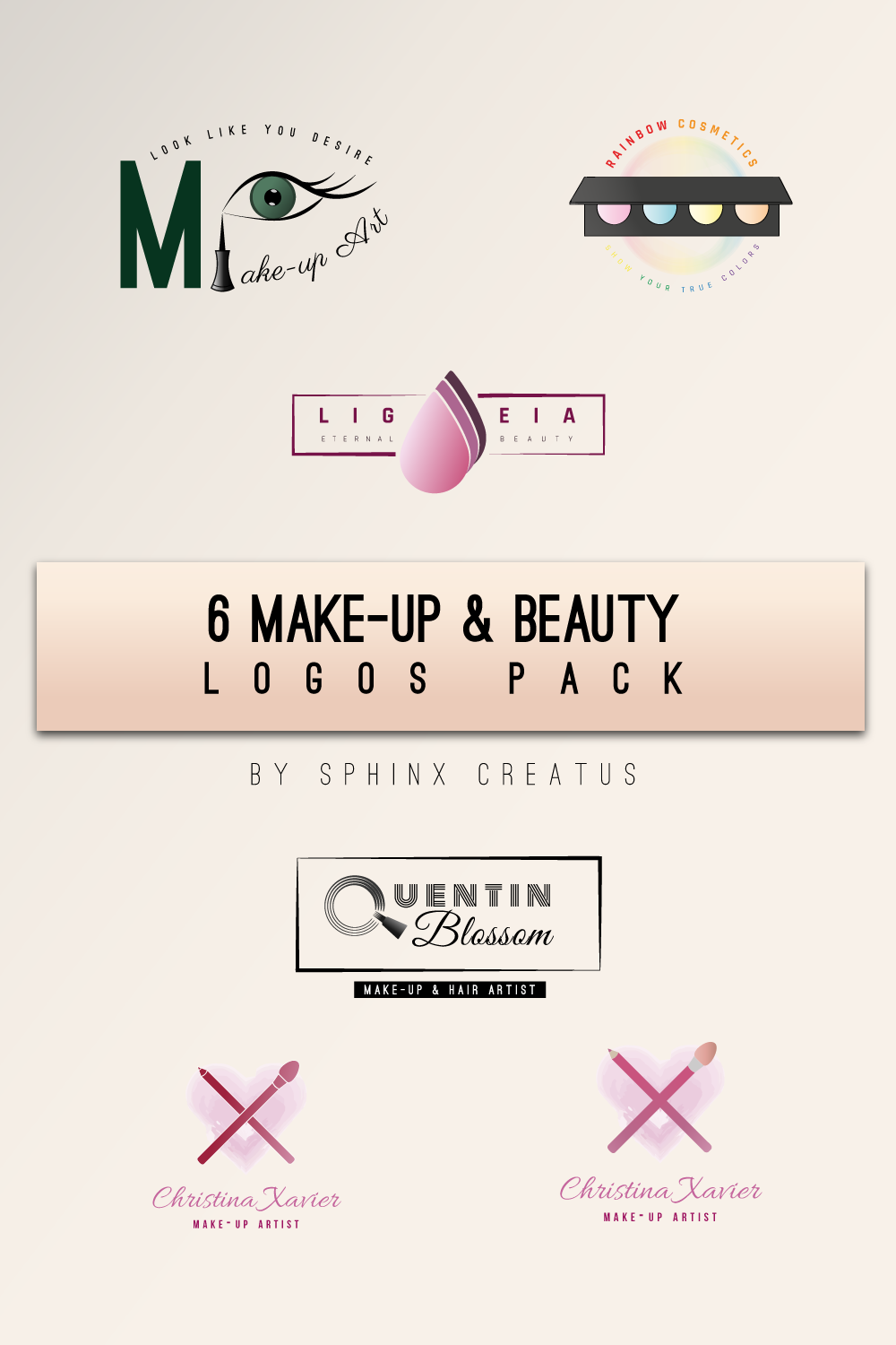6 Make-up & Beauty Logos Pack [Sphinx Creatus]