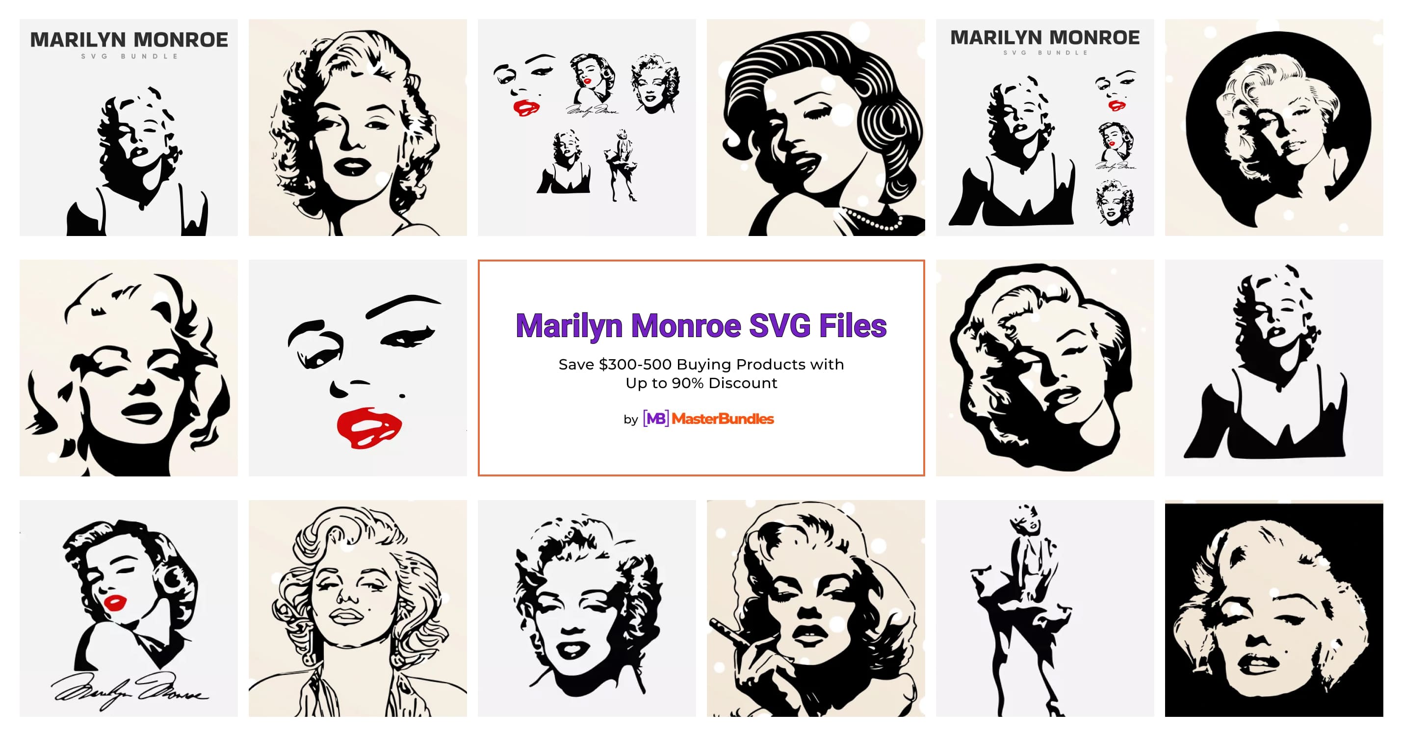 Marilyn Monroe Svg Bundle Marilyn Stickers Brand & Logo 