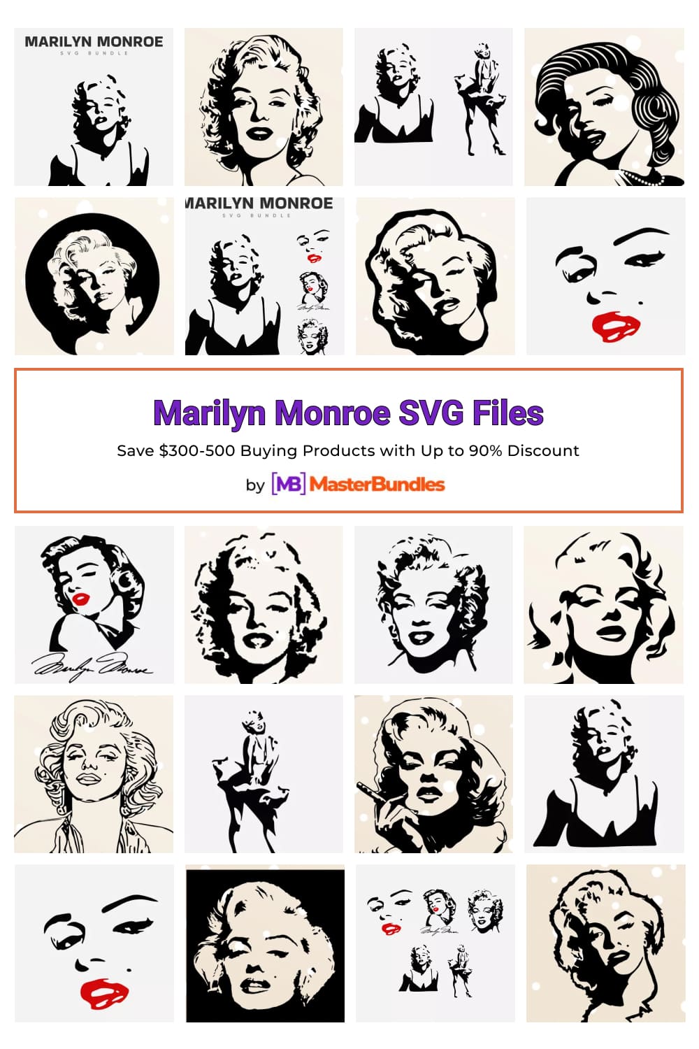Marilyn Monroe SVG Files Pinterest image.