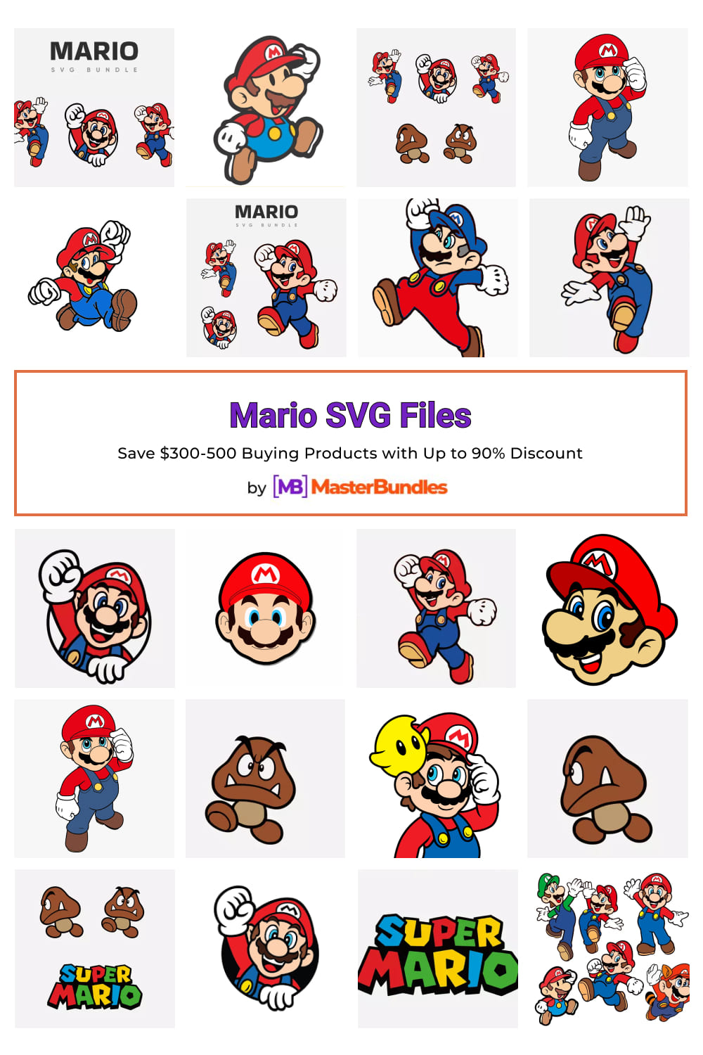 Mario SVG Files Pinterest image.