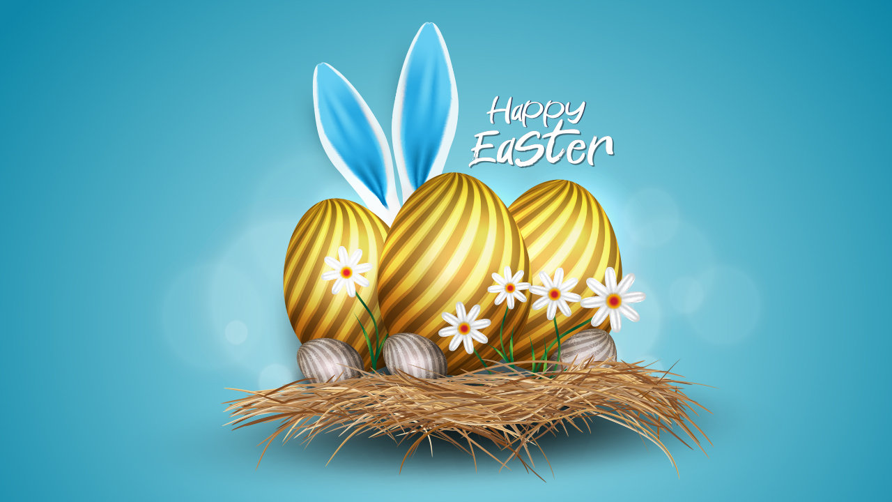 Happy Easter Illustration Facebook Image.
