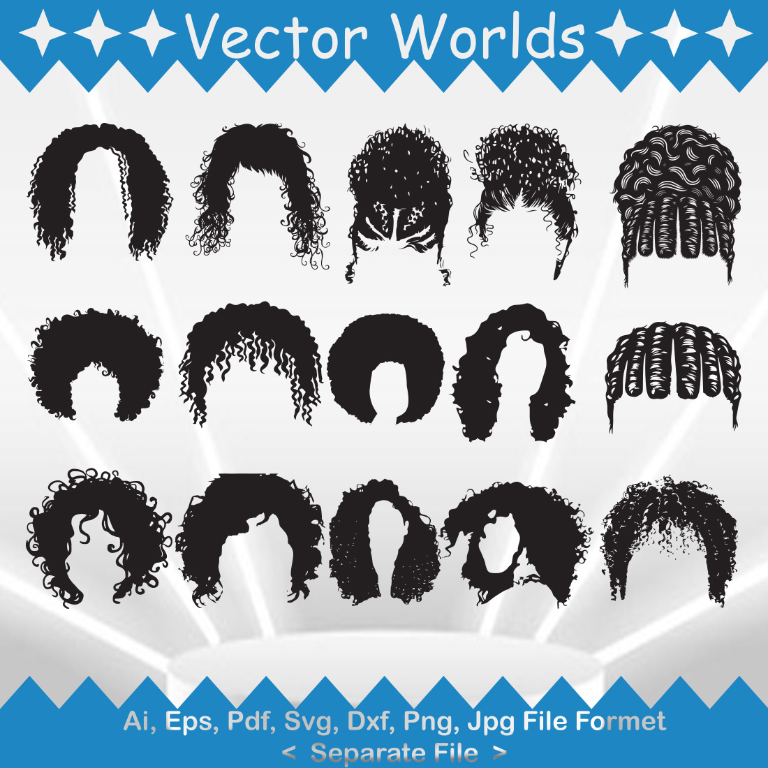 Afro Woman Hair SVG, PNG, AI, EPS cover image.
