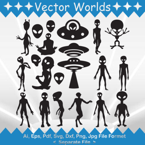Alien And UFO SVG Illustration Cover Image.