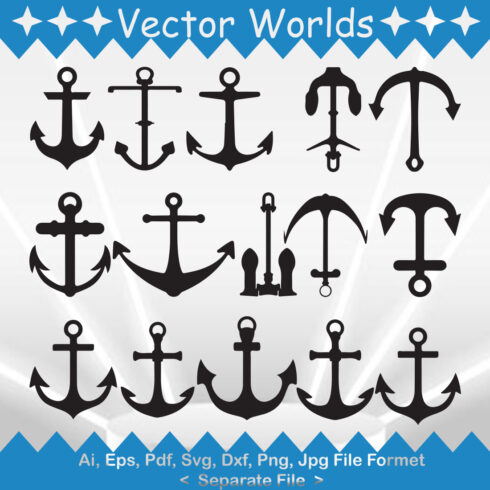 Anchor svg, Anchor Compass SVG, AI,PDF, EPD,DXF, PNG example.
