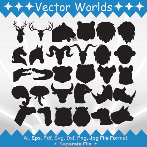 Animal head SVG, AI,PDF, EPD,DXF, PNG cover image.