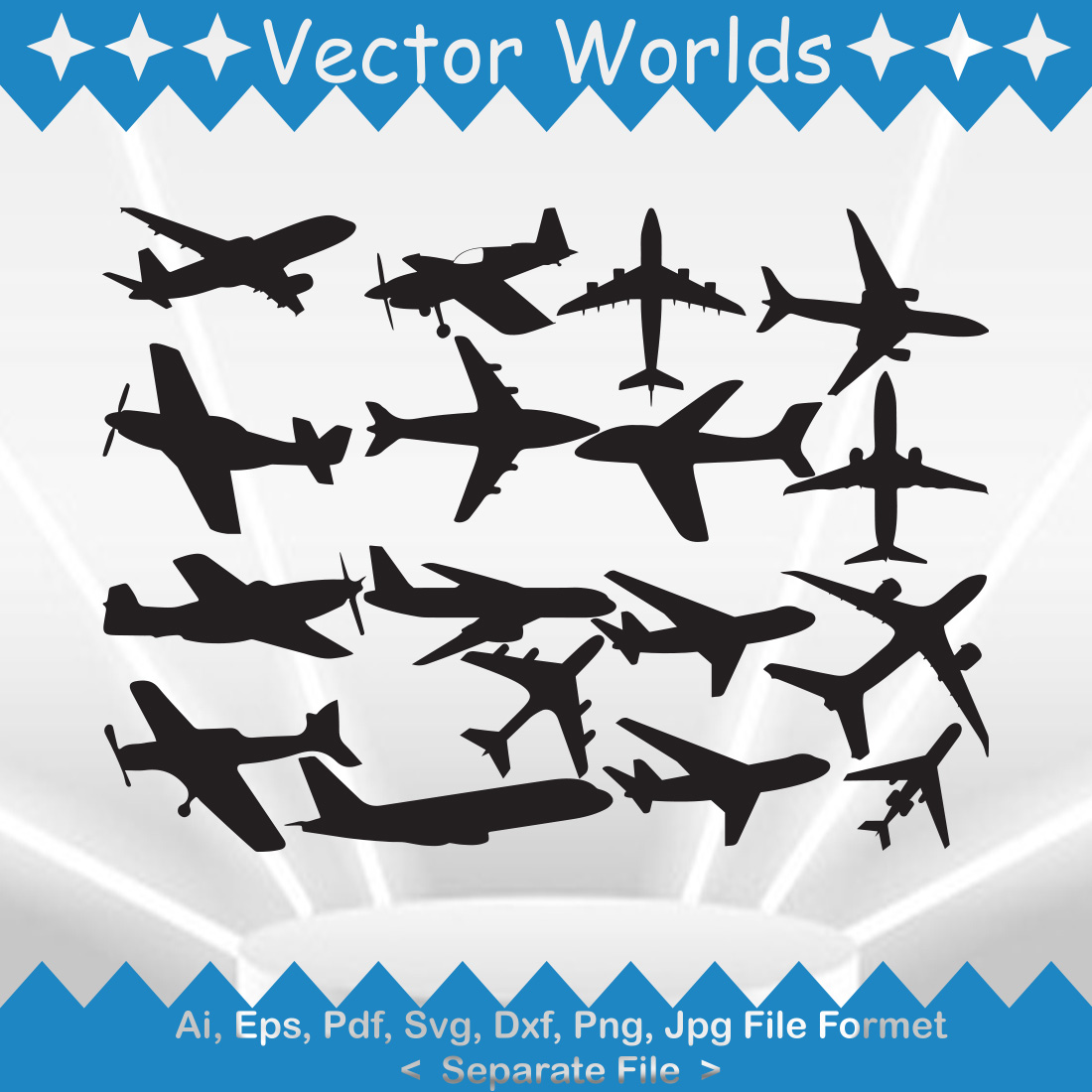 Airplane SVG, Aircraft SVG, Aviation, Plane SVG, PNG, EPS, AI cover image.