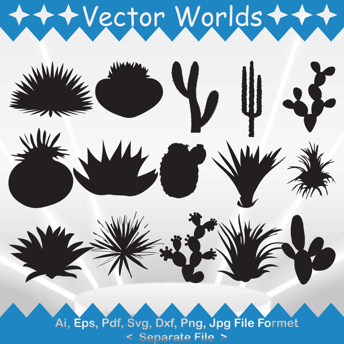 Agaves SVG, Cactus SVG, Plant SVG, PNG, EPS, AI cover image.