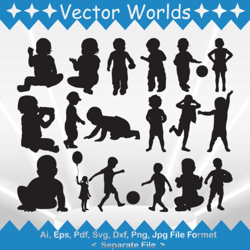 Baby svg, Kids SVG, AI, PDF, EPD, DXF, PNG, EPS cover image.