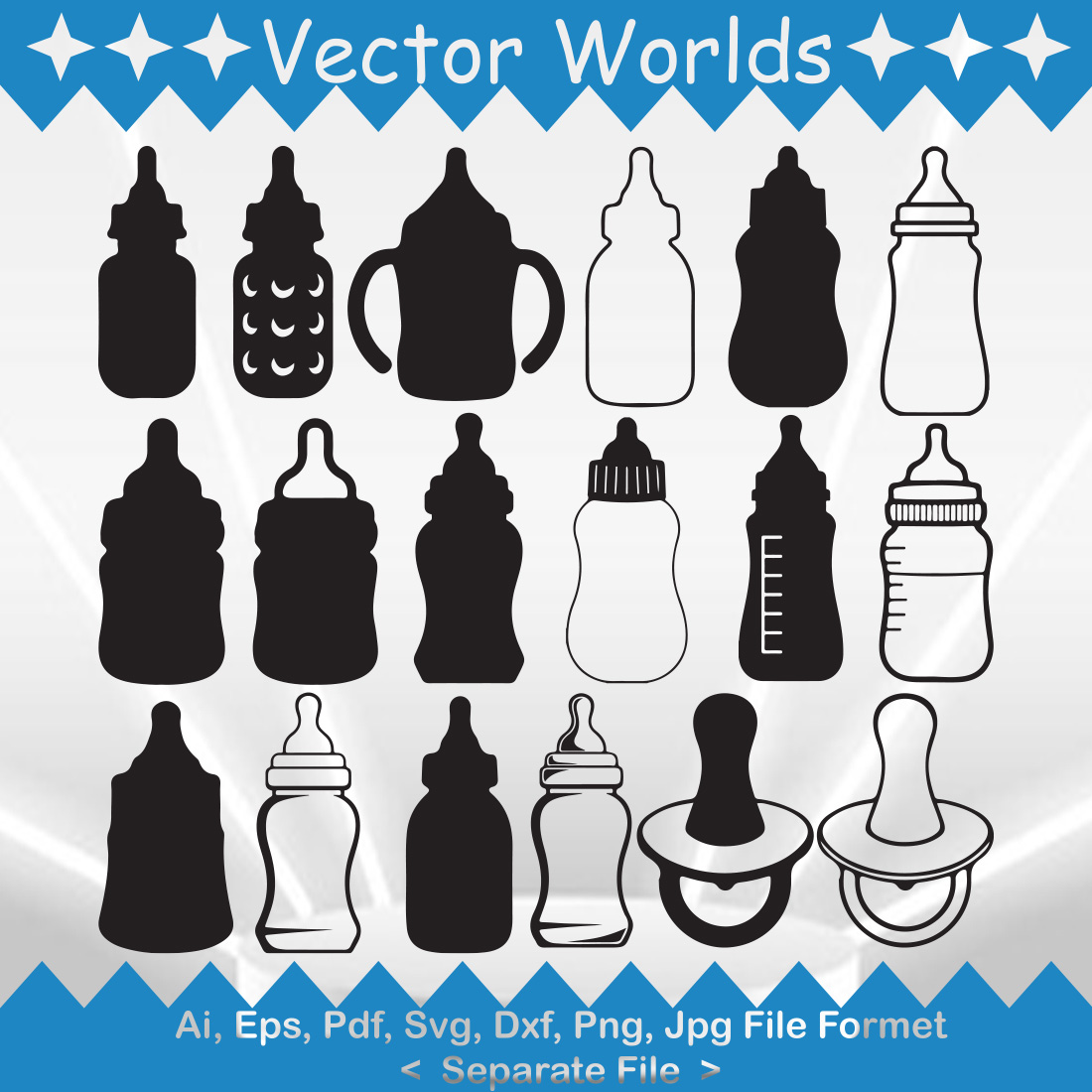 Baby Bottle svg, Bottle SVG, AI, PDF, EPD, DXF, PNG, EPS cover image.