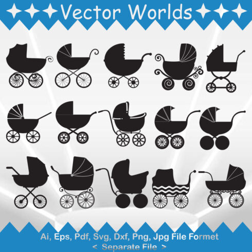 Baby Carriage SVG, AI, PDF, EPD, DXF, PNG cover image.
