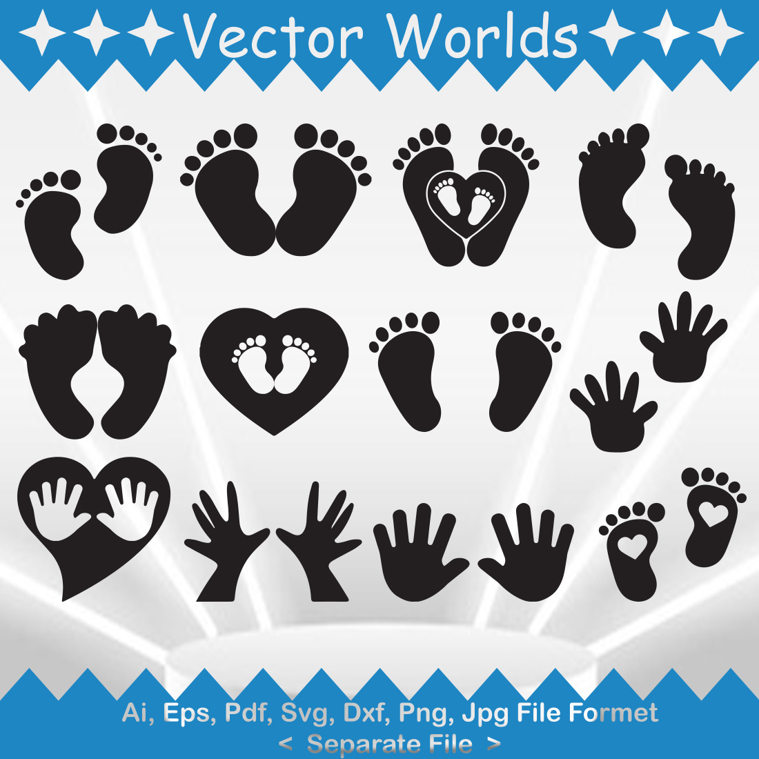 Baby Feet svg, Child SVG, AI, PDF, EPD, DXF, PNG cover image.