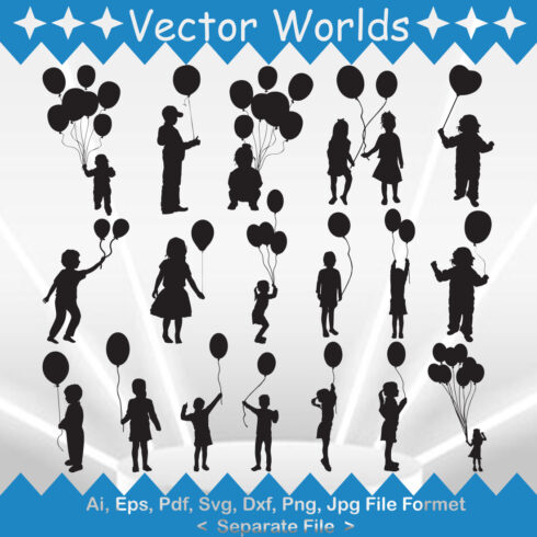 Balloon Kids SVG, PNG, EPS, AI, PDF, DXF cover image.