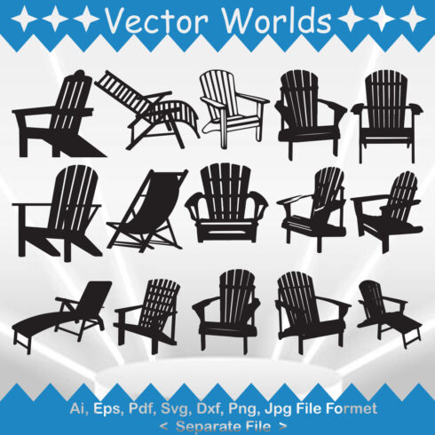 Adirondack Chair SVG, Adirondack SVG, Chair SVG, AI, PDF, EPS, DXF, PNG cover image.