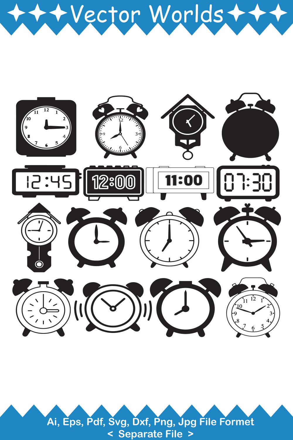 Alarm Clock Svg Template Pinterest Image.
