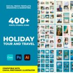 400 Plus Instagram Template Bundle For Holiday Tour And Travel Cover Image.