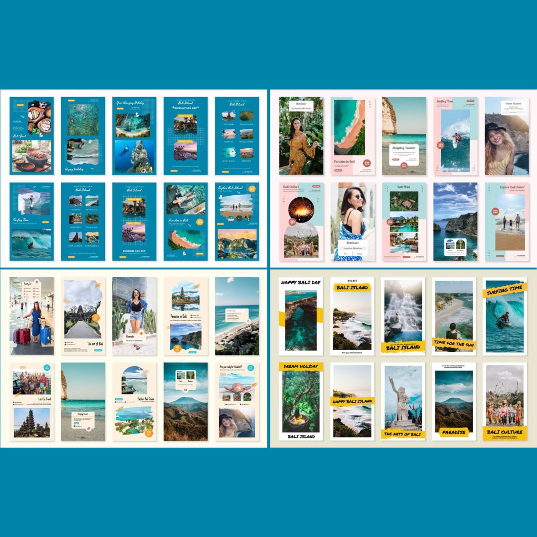 400 Plus Instagram Template Bundle For Holiday Tour And Travel Stories Example.