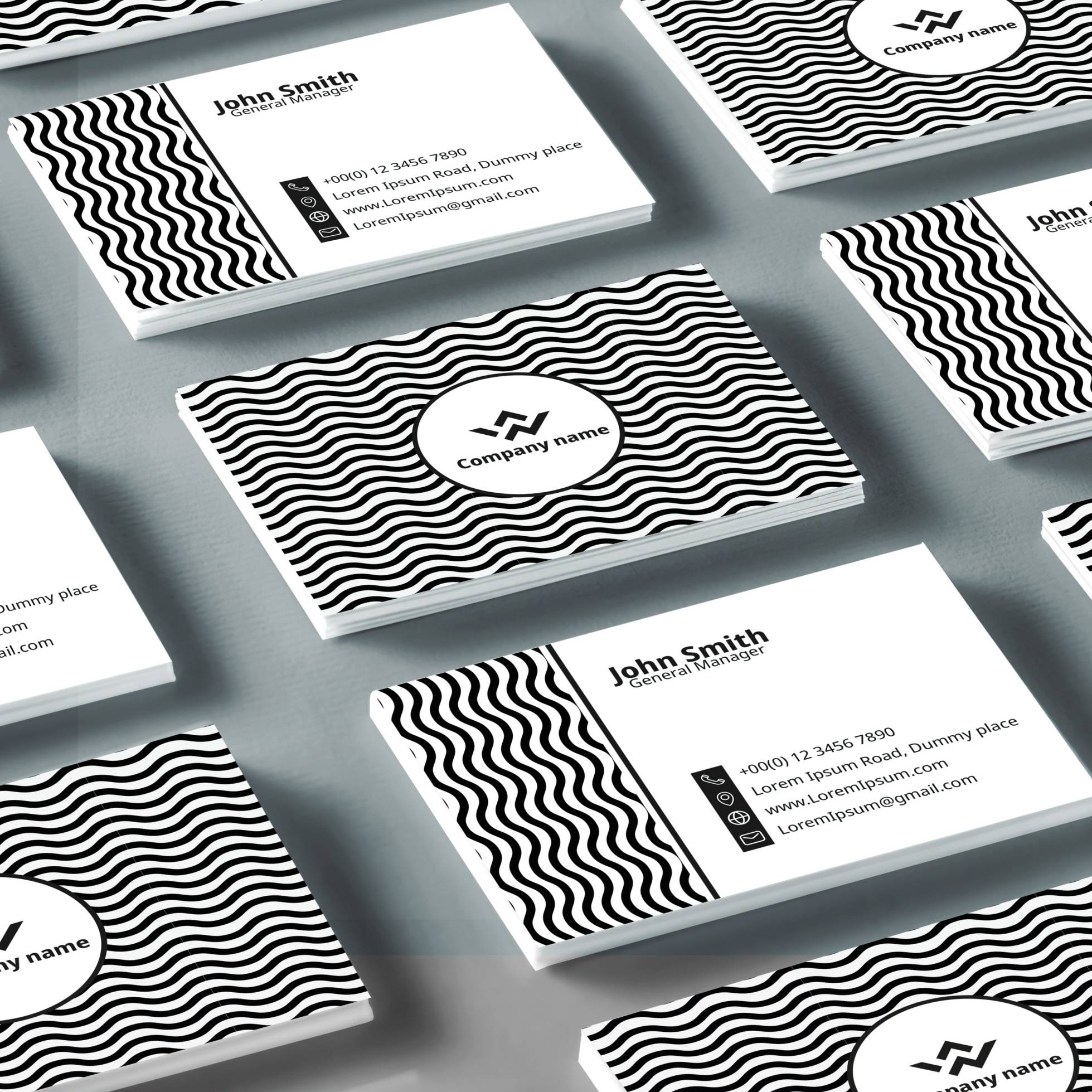 Black and White Pattern Business Card previews.