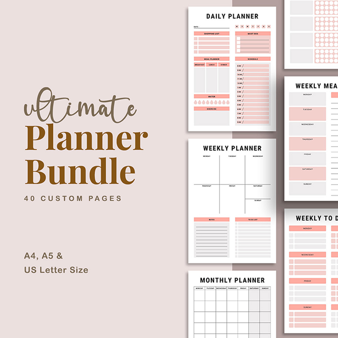 The Ultimate Canva Planner Bundle Pack Cover Image.