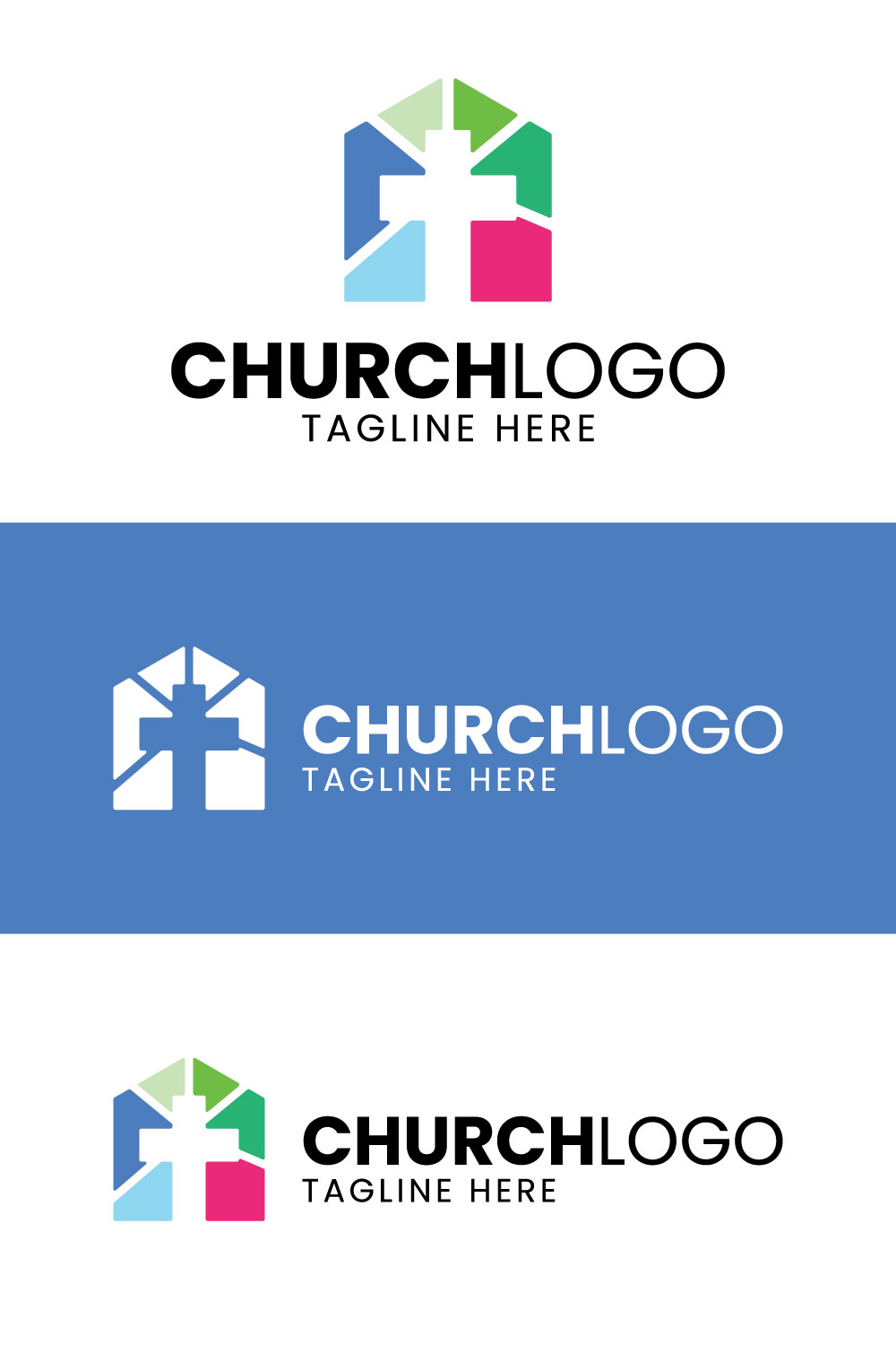 Colorful Church Logo Mosaic Design pinterest 01