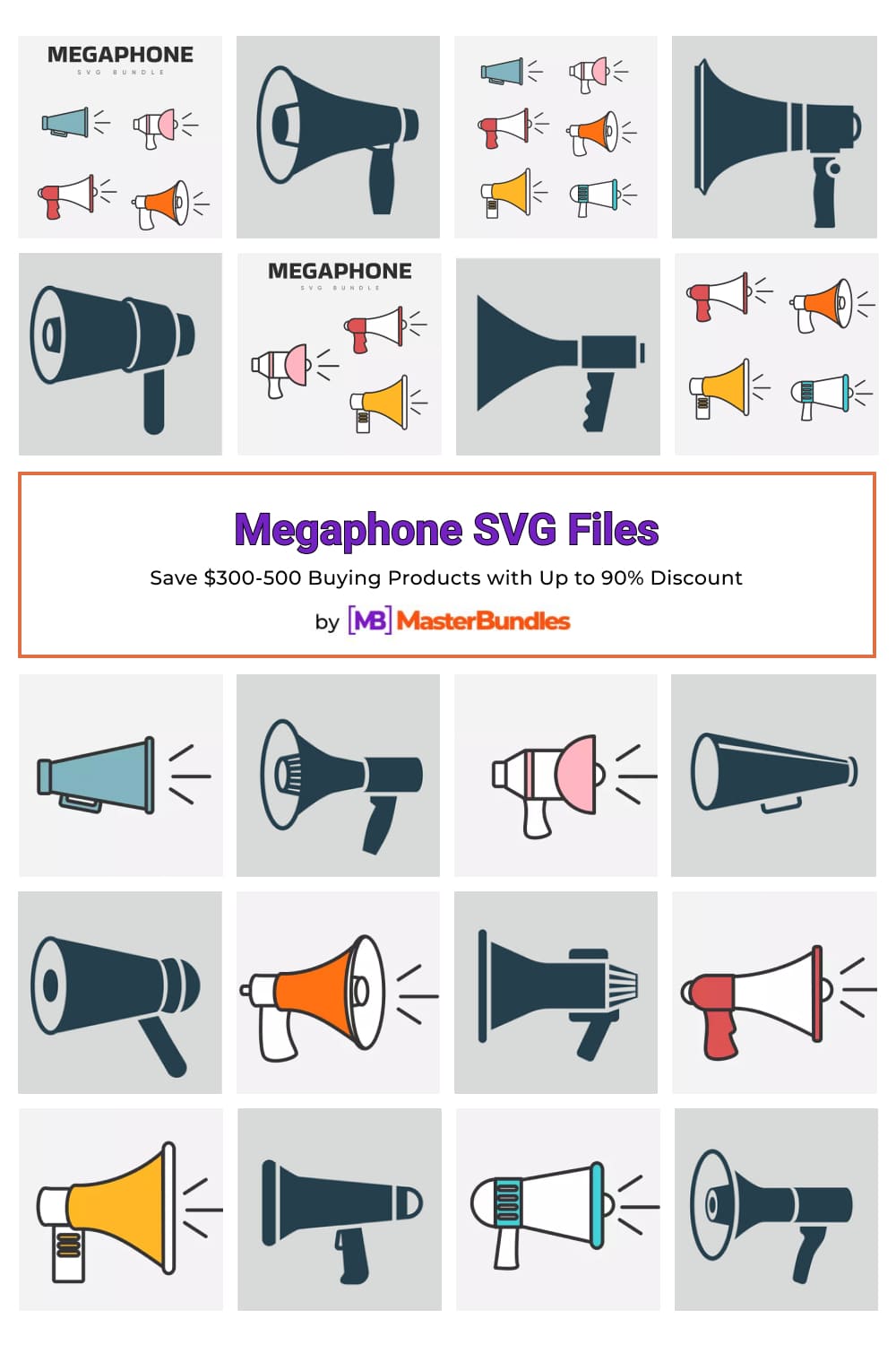 Megaphone SVG Files Pinterest image.
