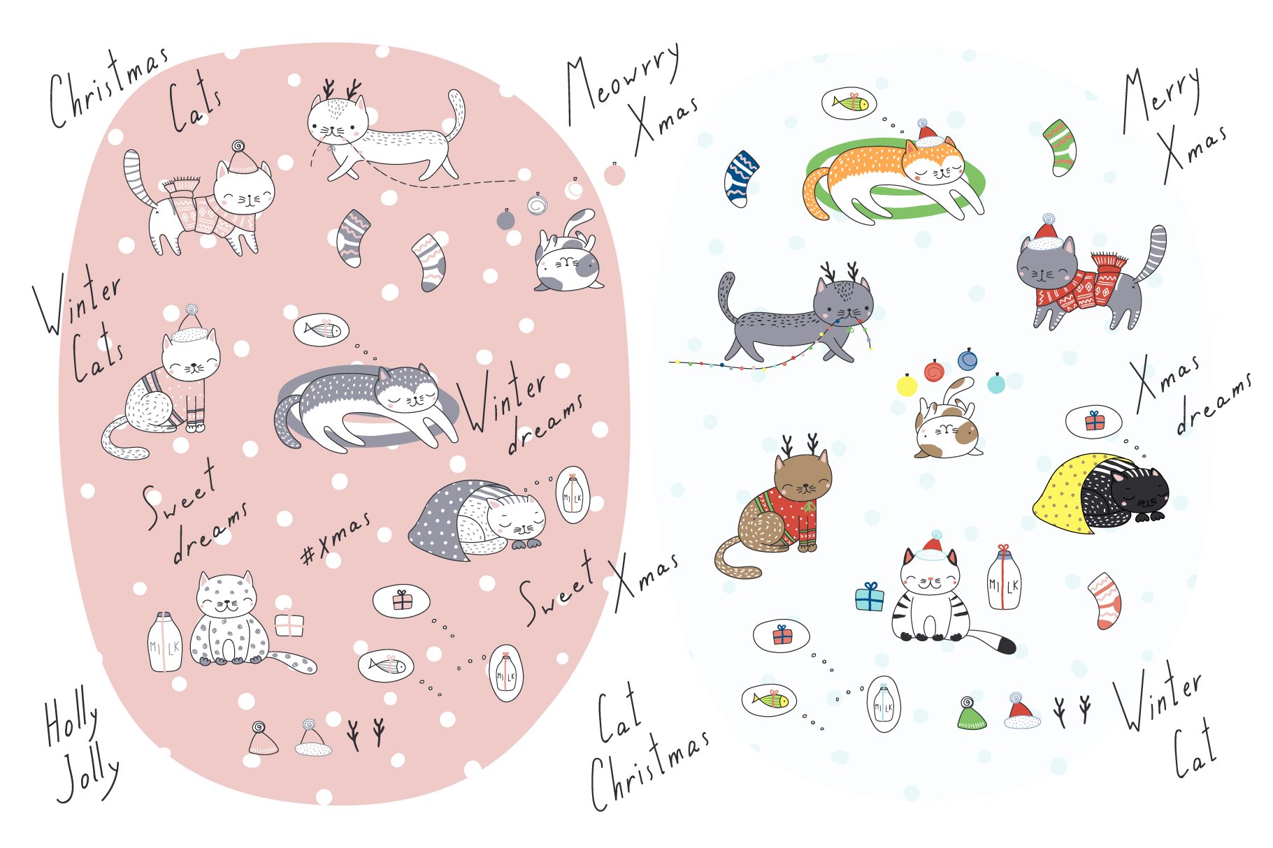 Christmas cats collection.