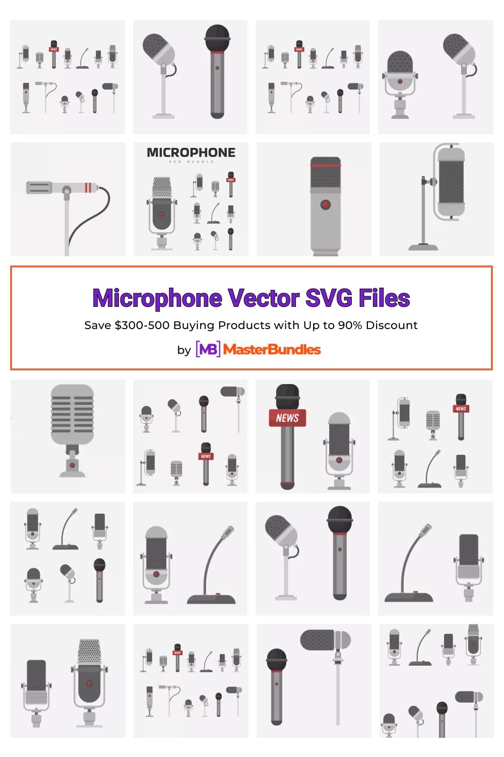 Microphone Vector SVG Files Pinterest image.