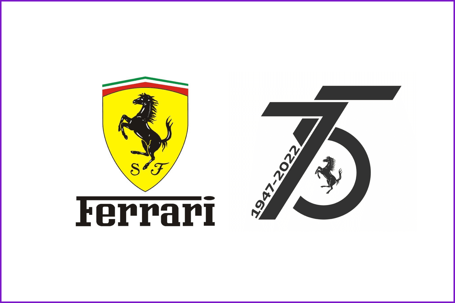 Ferrari logotype variants.