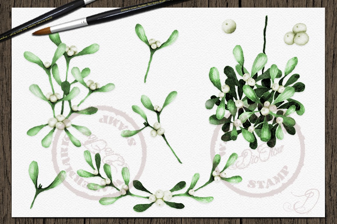 Natural and realistic mistletoe branches.